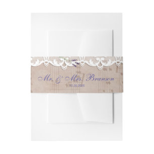 Romantisches Musikblatt Lavender Lace Wedding Einladungsbanderole