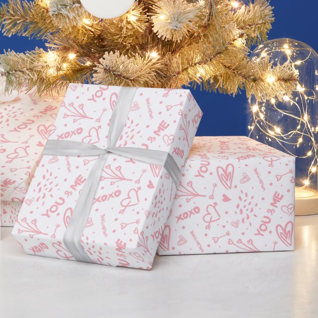 Romantisches Muster, du und ich. Bleib pink auf We Geschenkpapier (Feiertage)