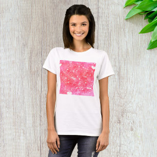 Romantisches Muster für Wasserfarben, rosa Herzen T-Shirt