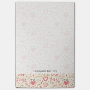 Romantisches Muster mit Herzen und Lippen Post-it Klebezettel
