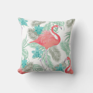 Romantisches nahtloses Muster mit Flamingo-Vogel u Kissen