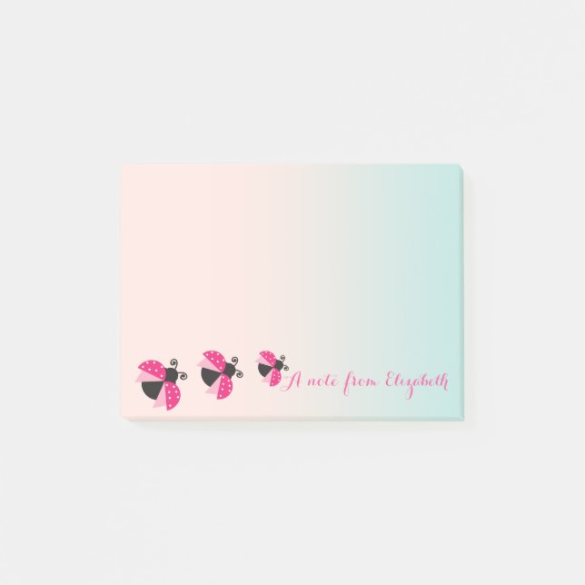 Romantisches Niedliches, stilvolles "Ladybugs" Post-it Klebezettel (Vorderseite)