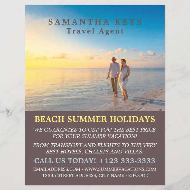 Romantisches Paar am Strand, Agent Advert Flyer (Vorne)