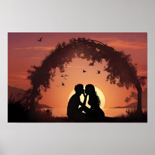 Romantisches Paar bei Sonnenuntergang Poster