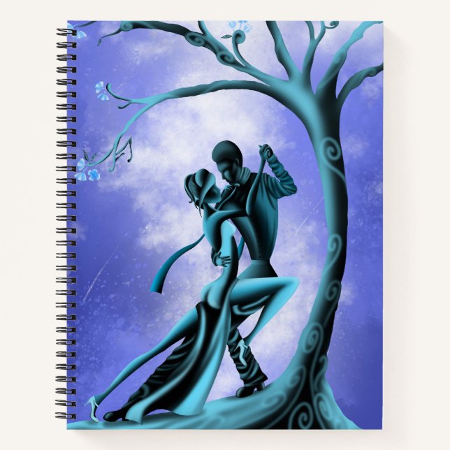 Romantisches Paar beim Tango Blue Notizbuch (Vorderseite)