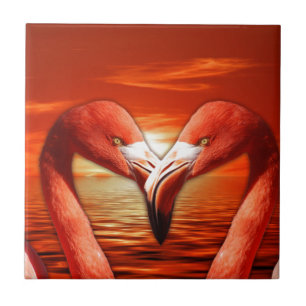 romantisches Paar Date Wing Vogel Vögel Flamingo Fliese