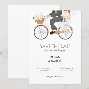 Romantisches Paar fährt Fahrrad Hochzeit  Save The Date