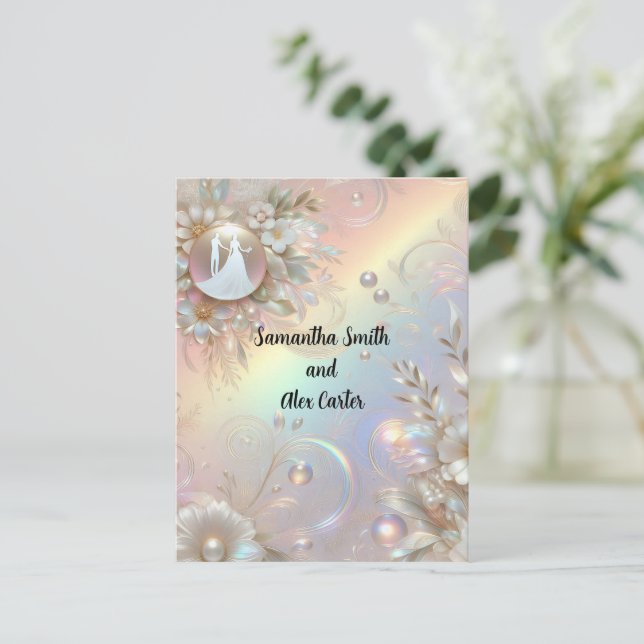 Romantisches Paar Hochzeit Einladung Postkarte (Stehend Vorderseite)