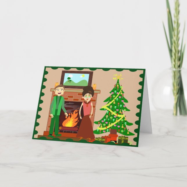 Romantisches Paar Holiday Vintage Weihnachten (Vorderseite)