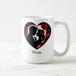Romantisches Paar in einem Herzrahmen Kaffeetasse