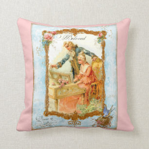 Romantisches Paar in Harpsicord & Bluebird Kissen
