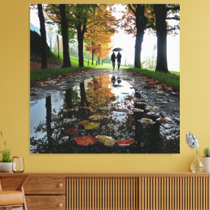 Romantisches Paar Regen Leinwand-Wandkunst Leinwanddruck