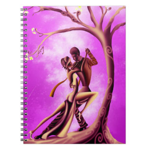 Romantisches Paar tanzt Tango Pink Gelb Notizblock