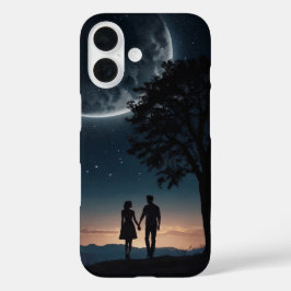 Romantisches Paar unter dem Mond iPhone 16 Hülle