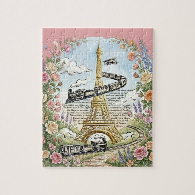 Romantisches Paris, Eiffelturm, französische Kunst (Vertikal)
