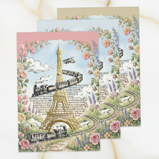 Romantisches Paris, Eiffelturm, französische Kunst Geschenkpapier Set