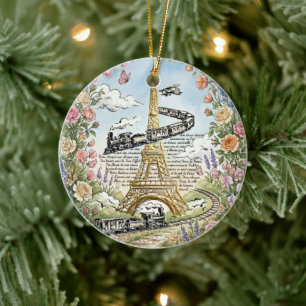 Romantisches Paris, Eiffelturm, französische Kunst Keramik Ornament