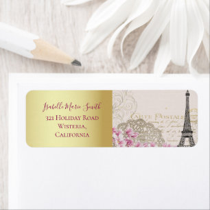 Romantisches Paris Eiffelturm rosa Blüten Gold