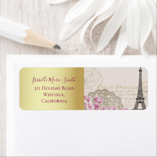 Romantisches Paris Eiffelturm rosa Blüten Gold