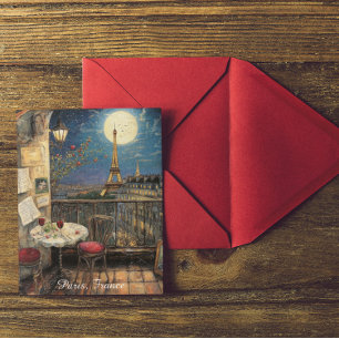 Romantisches Paris Frankreich Eiffelturm Illustrat Postkarte