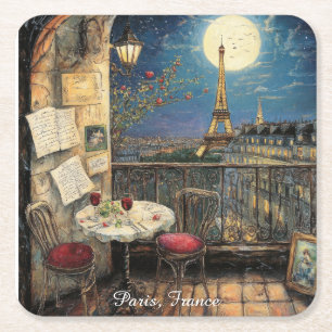Romantisches Paris Frankreich Eiffelturm Illustrat Rechteckiger Pappuntersetzer