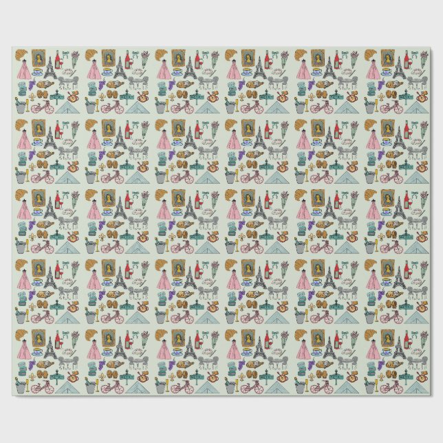 Romantisches Paris Geschenkpapier (Saum)