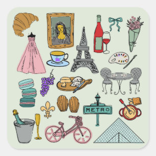 Romantisches Paris Quadratischer Aufkleber