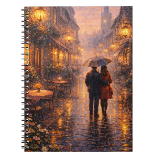Romantisches Paris-Regen-Spiralheft Notizblock