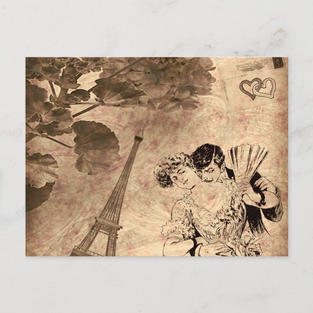 Romantisches Paris Vintag Postkarte (Vorderseite)