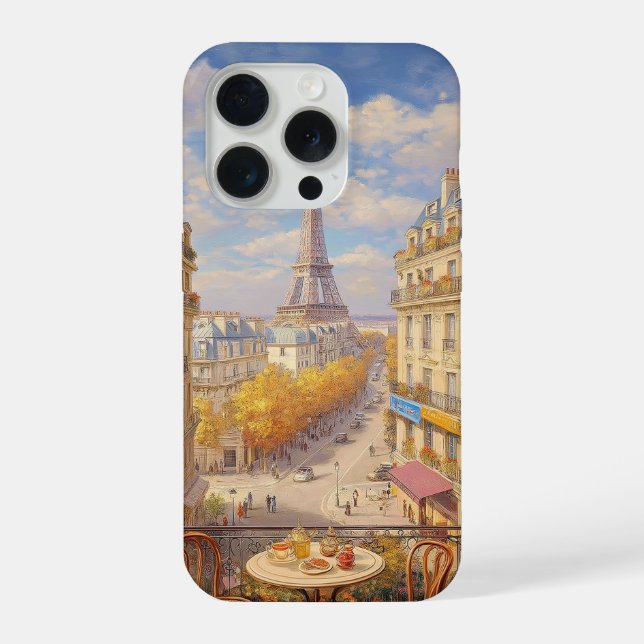 Romantisches Pariser Balkonblick-Ölgemälde iPhone 15 Pro Hülle (Rückseite)