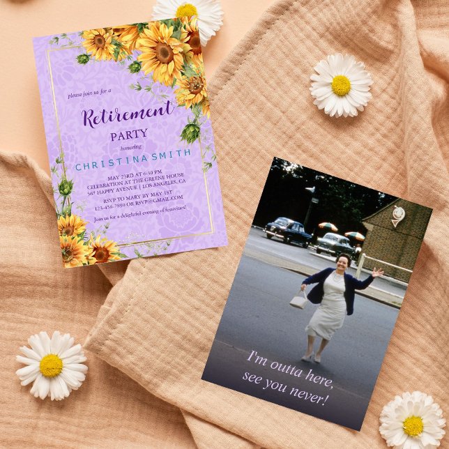 Romantisches Party für Sonnenblumen Einladung (Romantic Sunflower Watercolor Retirement Party)