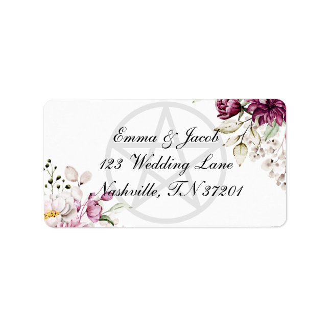 Romantisches Pentagramm Blütenblättrig Adressaufkleber (Vorne)