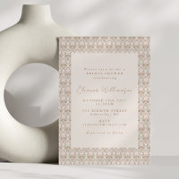 Romantisches Pink Damask Border Boho Brautparty