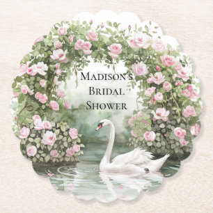 Romantisches Pink Roses Swan Brautparty Untersetzer