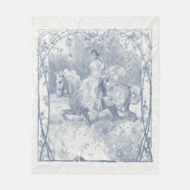 Romantisches Reits Mädchen Cottagecore Delft Blau Fleecedecke
