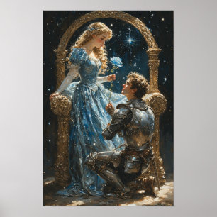 Romantisches Ritter- und Prinzessinnenposter  Poster