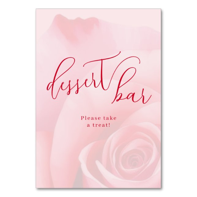 Romantisches rosa Blumen Dessert Bar Schild Tischnummer (Vorderseite)