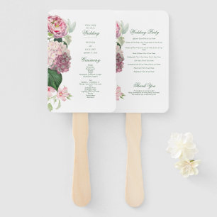 Romantisches rosa Blumen-Garten-Hochzeitsprogramm Fächer