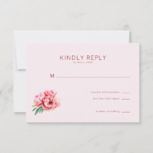 Romantisches Rosa Blumenmuster RSVP Karte