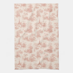 Romantisches rosa französisches Toile-Landmuster ( Geschirrtuch