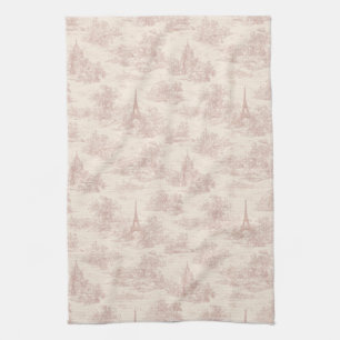 Romantisches rosa französisches Toile-Landmuster ( Geschirrtuch