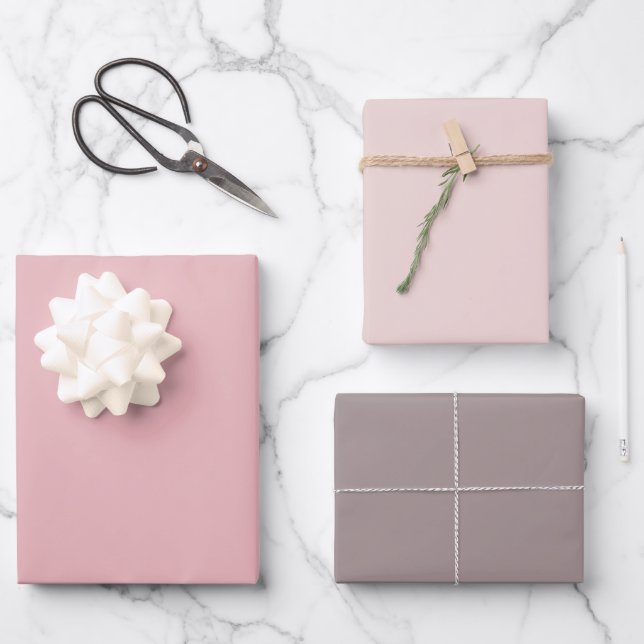 Romantisches Rosa Geschenkpapier Set (Vorderseite)