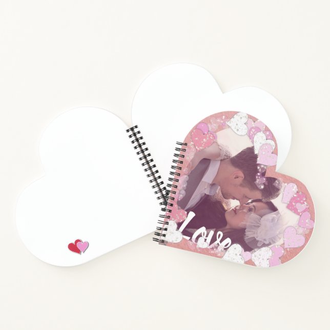 Romantisches Rosa Herz Liebe Custom Foto Notizbuch (Innenseite)