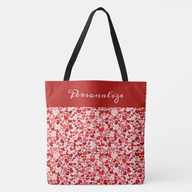 Romantisches Rosa Herzdesign Personalisiert Tasche (Vorderseite)