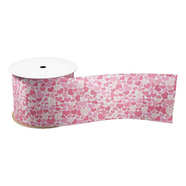 Romantisches rosa Herzmuster Satinband (Spule)