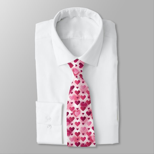 Romantisches rosa Herzmuster Valentinstag Thema Krawatte (Gebunden)