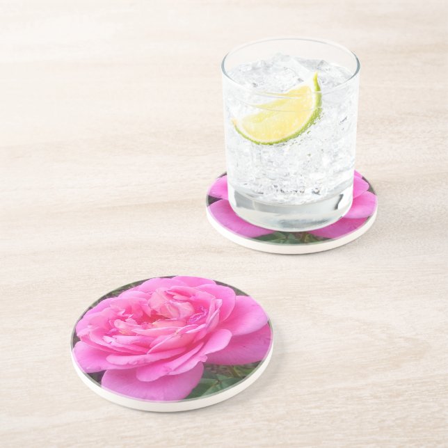 Romantisches Rosa "Leonardo Da Vinci" Getränkeuntersetzer (Seite)