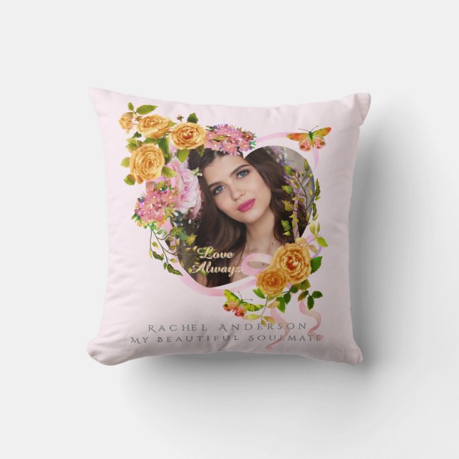 Romantisches Rosa Liebe Foto Rosa Kissen (Vorderseite)
