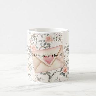 Romantisches Rosa Liebesherz Pfirsich Blumig Valen Kaffeetasse