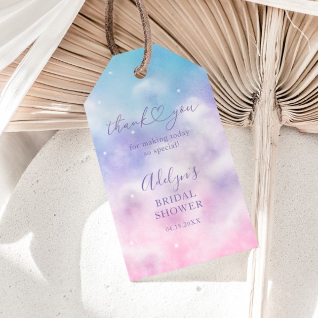 Romantisches Rosa Lila Wolken Brautparty Geschenkanhänger (Von Creator hochgeladen)